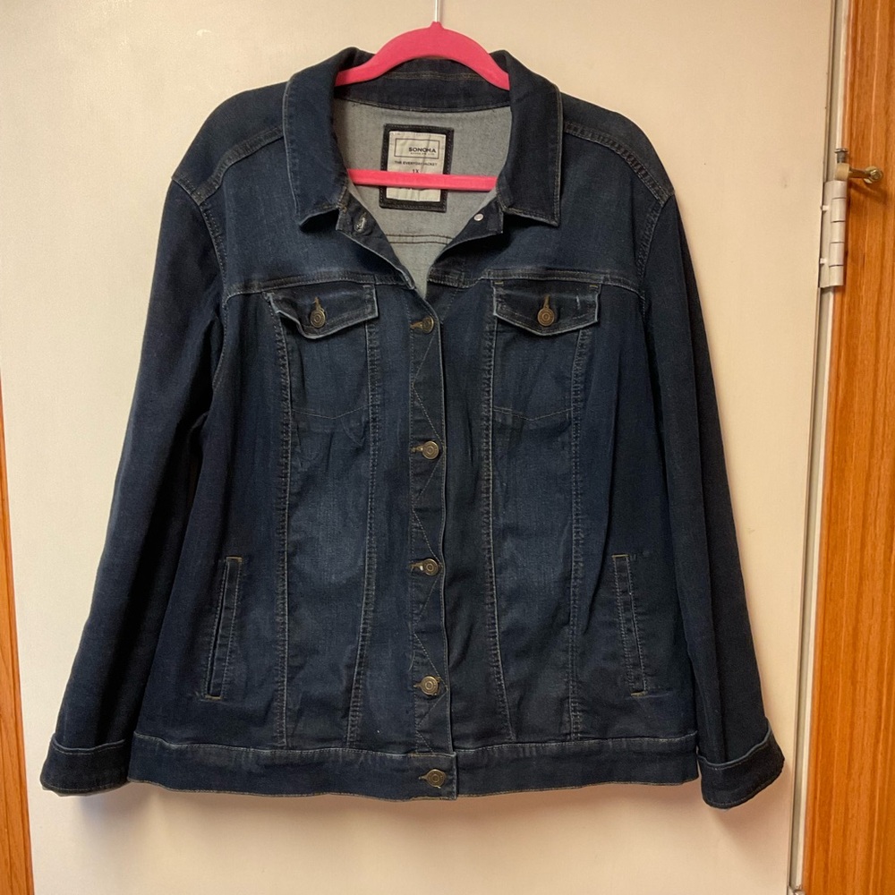 Sonoma Dark Blue Denim Jean Jacket - Women's Button Front